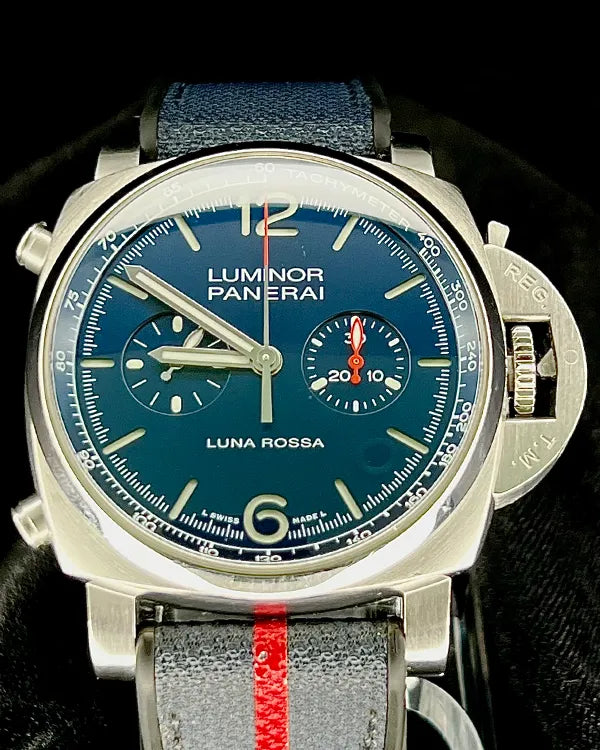2022 Panerai Luminor Chrono Luna Rossa L.E. 44MM Blue Dial Rubber Strap (PAM01303)