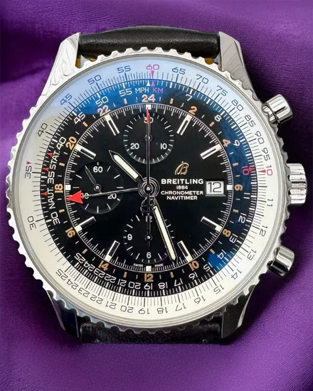 2021 Breitling Navitimer GMT 46MM Black Dial Leather Strap (A24322121B2X2)