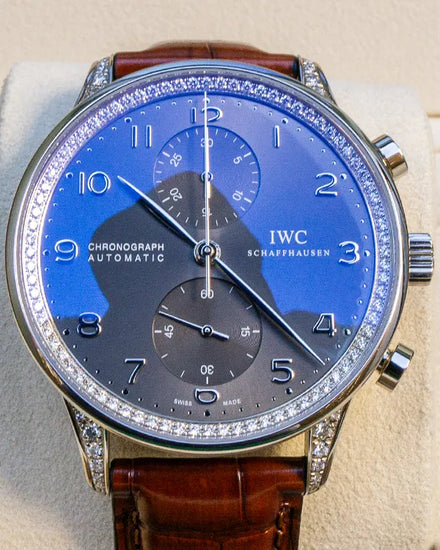 IWC Schaffhausen Portugieser Chronograph 41MM Grey Dial Leather Strap (IW371474)
