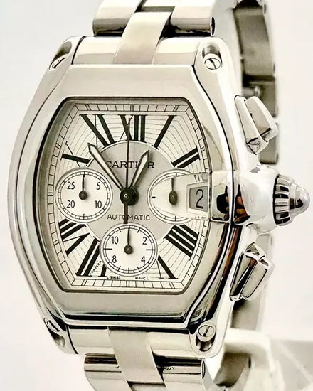 Cartier Roadster XL Chronograph 40MM White Dial Steel Bracelet (2618)