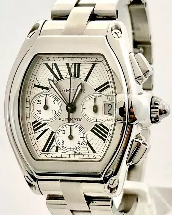 Cartier Roadster XL Chronograph 40MM White Dial Steel Bracelet (2618)