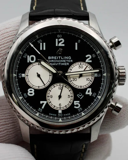 Breitling Navitimer 8 43MM Black Dial Leather Strap (AB0117131B1A1)