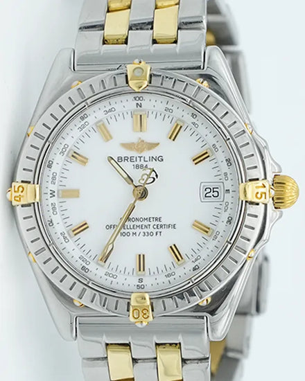 Breitling Windrider Wings 37.6MM White Dial Gold-Plated Steel Bracelet (B10350)