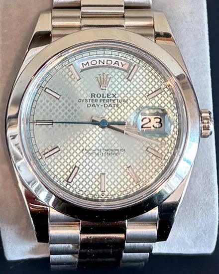2021 Rolex Day-Date 40MM Ice Blue Dial Platinum President Bracelet (228206)