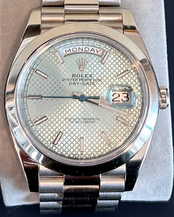 2021 Rolex Day-Date 40MM Ice Blue Dial Platinum President Bracelet (228206)