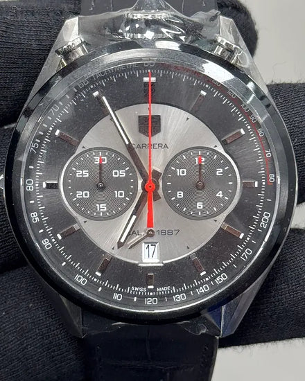 Tag Heuer Carrera Calibre 1887 "Jack Heuer 50th Anniversary" 45MM Silver Dial Leather Strap (CAR2C11-01)