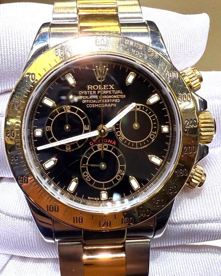 Rolex Cosmograph Daytona 40MM Black Dial Two-Tone Oyster Bracelet (116523)