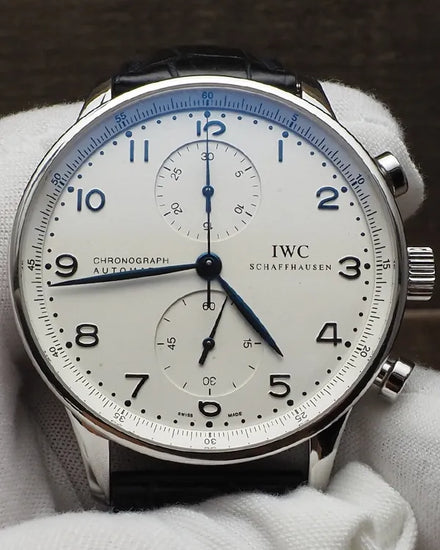 IWC Schaffhausen Portugieser Chronograph 41MM Silver Dial Leather Strap (IW371446)