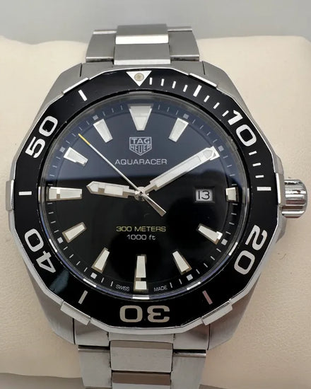 TAG Heuer Aquaracer 43MM Quartz Black Dial Steel Bracelet (WAY101A.BA0746)