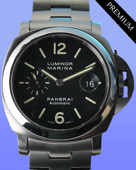 2009 Panerai Luminor Marina 44MM Black Dial Steel Bracelet (PAM00299)