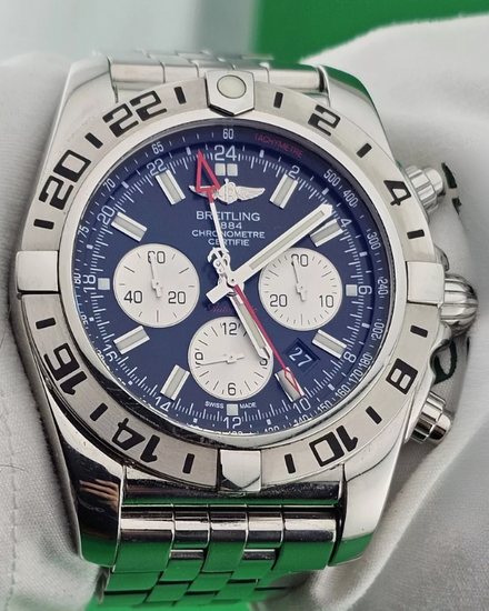 Breitling Chronomat GMT 47MM Black Dial Steel Bracelet (AB0413B9/BD17)