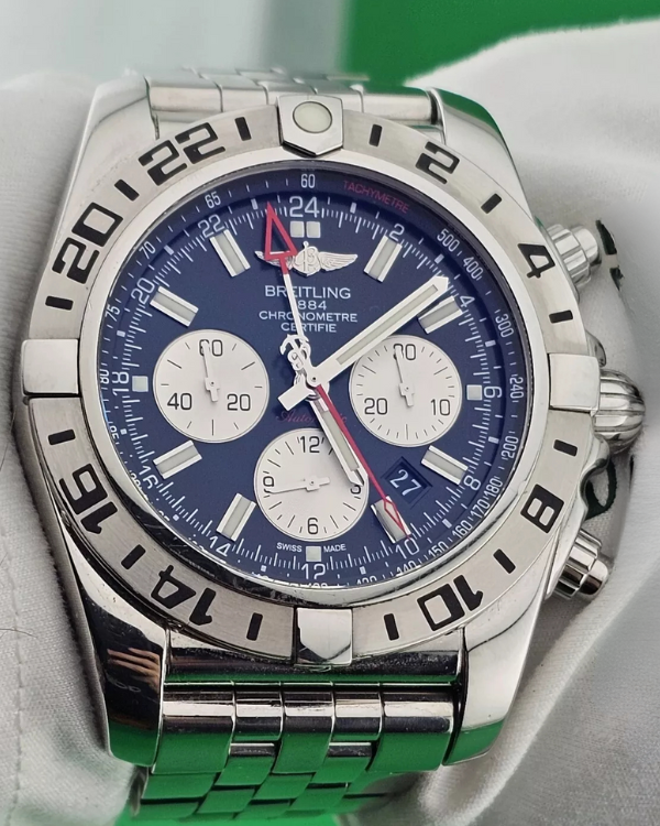 Breitling Chronomat GMT 47MM Black Dial Steel Bracelet (AB0413B9/BD17)