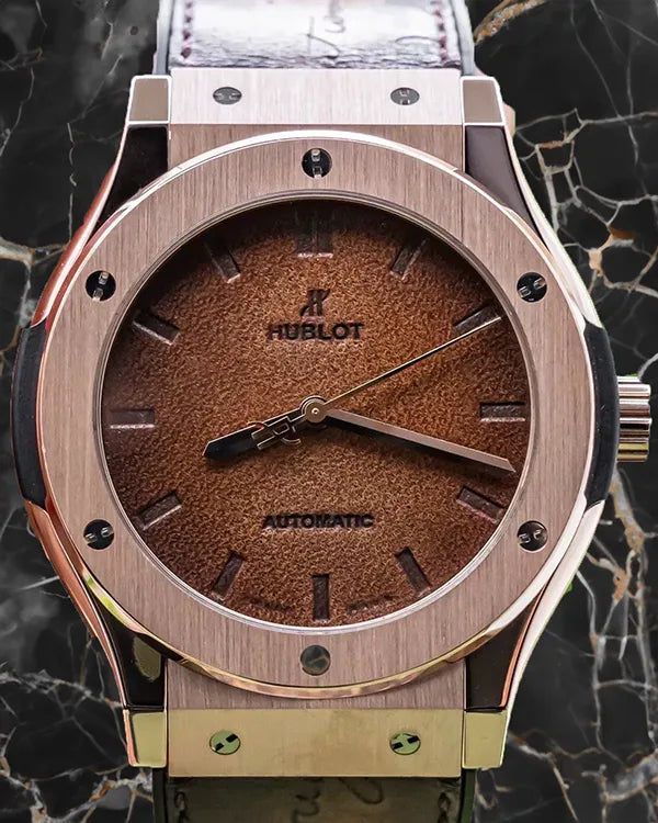 Hublot Classic Fusion "Berluti Scritto" L.E. 45MM “Tobacco” Leather Dial Rubber/Leather Strap (511.OX.0500.VR.BER16)