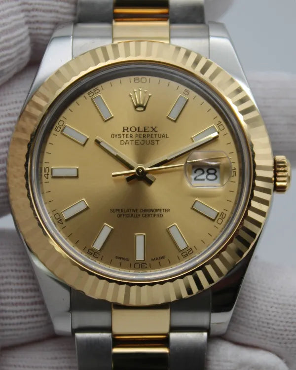 Rolex Datejust II 41MM Champagne Dial Two-Tone Oyster Bracelet (116333)