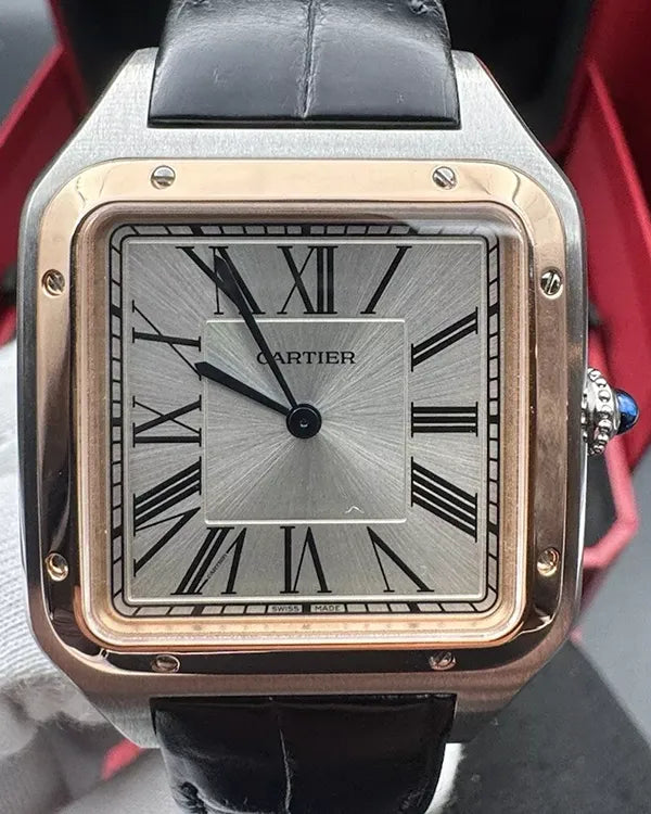 2020 Cartier Santos Dumont XL 46.6MM Silver Dial Leather Strap (W2SA0017)
