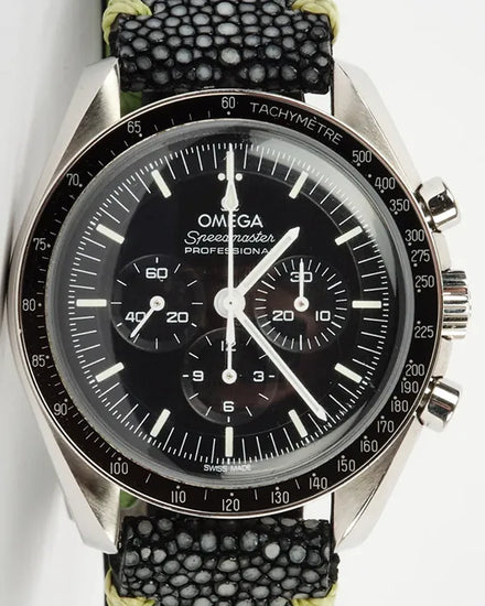 2022 Omega Speedmaster Professional Moonwatch 42MM Black Dial Aftermarket Leather Strap (310.32.42.50.01.001)