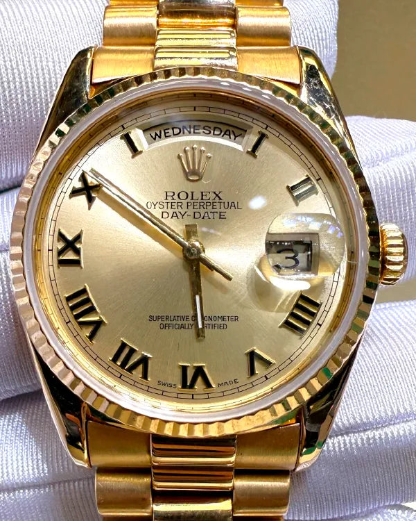 Rolex Day-Date 36MM Champagne Dial Yellow Gold President Bracelet (18238)
