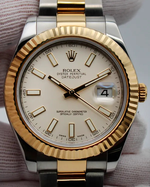Rolex Datejust II 41MM White Dial Two-Tone Oyster Bracelet (116333)