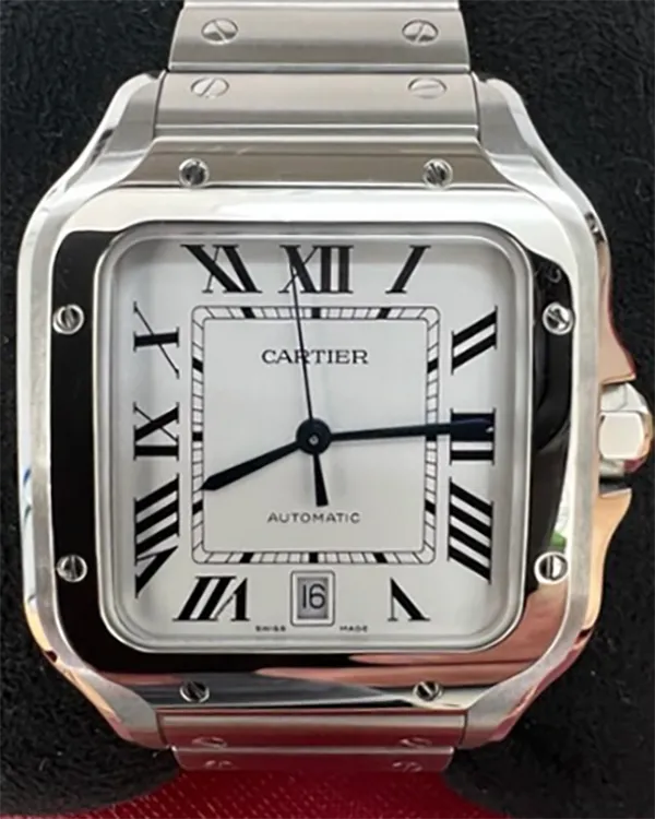 2024 Cartier Santos De Cartier 39.8x47.5MM Silver Dial Steel Bracelet (WSSA0018)