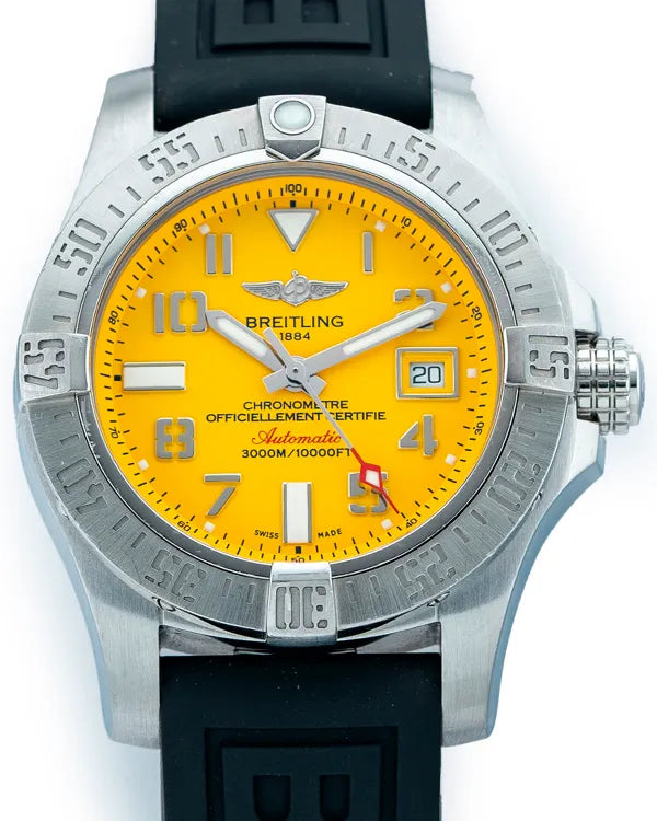 Breitling Avenger II Seawolf 45MM Yellow Dial Rubber Strap (A1733110/I519)