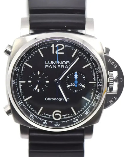 2022 Panerai Luminor Chronograph 44MM Black Dial Rubber Strap (PAM01109)