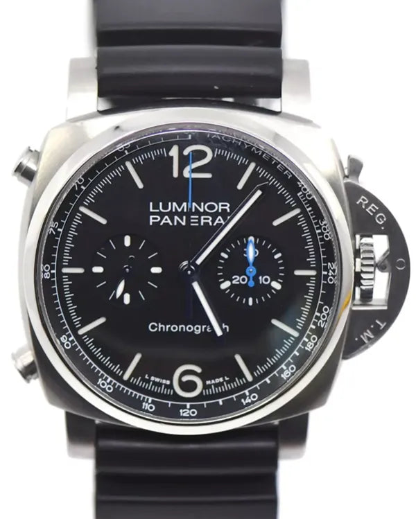 2022 Panerai Luminor Chronograph 44MM Black Dial Rubber Strap (PAM01109)