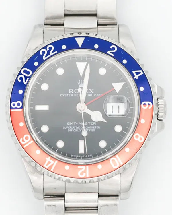 1993 (S Serial) Rolex GMT-Master "Faded Pepsi"  40MM Black Dial Oyster Bracelet (16700)