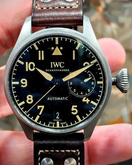 2021 IWC Schaffhausen Pilot Heritage 7 Days 46.2MM Black Dial Leather Strap (IW501004)