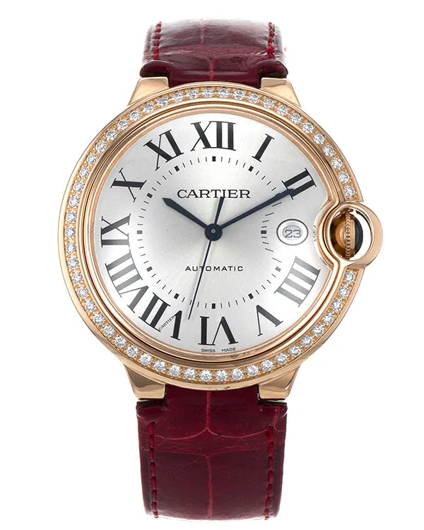 Cartier Ballon Bleu De Cartier 42MM Silver Dial Leather Strap (WJBB0035)
