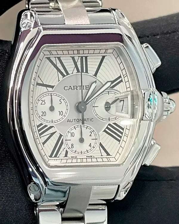 2012 Cartier Roadster XL 43MM Silver Dial Steel Bracelet (W62019X6)