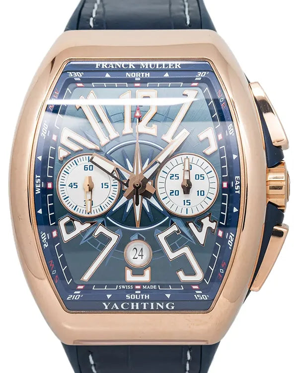Franck Muller Vanguard Yachting 45MM Blue Dial Leather Strap (V45CCDT)