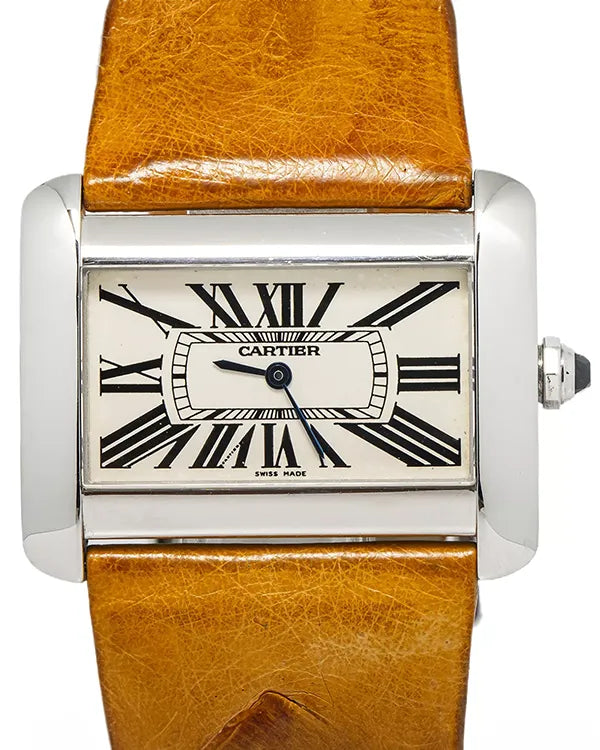 Cartier Tank Divan 38MM Quartz Cream Dial Leather Strap (W6300655)
