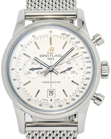 Breitling Transocean Chronograph 38MM Silver Dial Steel Bracelet (A41310)