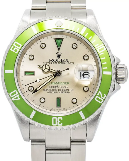 Rolex Submariner Date 40MM Aftermarket Silver Dial Oyster Bracelet (16610)