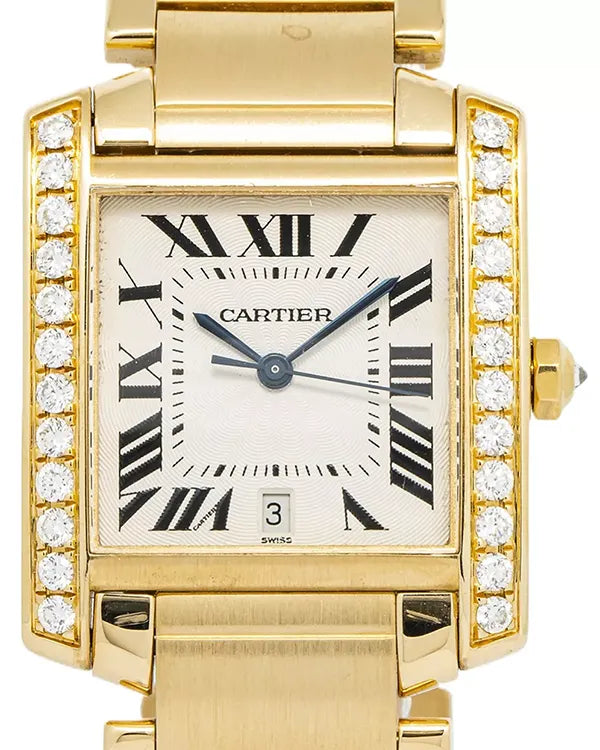 Cartier Tank Francaise 28MM Quartz White Dial Yellow Gold Bracelet (W50001R2)
