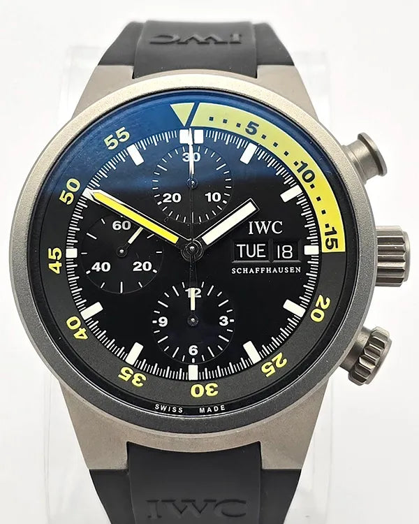 IWC Schaffhausen Aquatimer 42MM Black Dial Rubber Bracelet (IW371918)