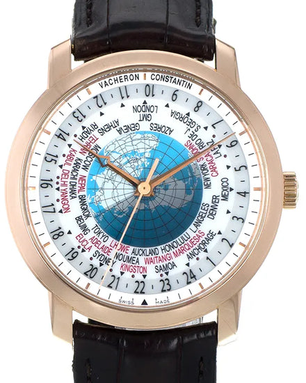 Vacheron Constantin Patrimony Traditionnelle World Time 42MM Silver Dial Leather Strap (86060/000R-9640)
