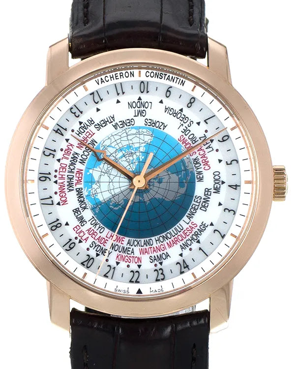 Vacheron Constantin Patrimony Traditionnelle World Time 42MM Silver Dial Leather Strap (86060/000R-9640)
