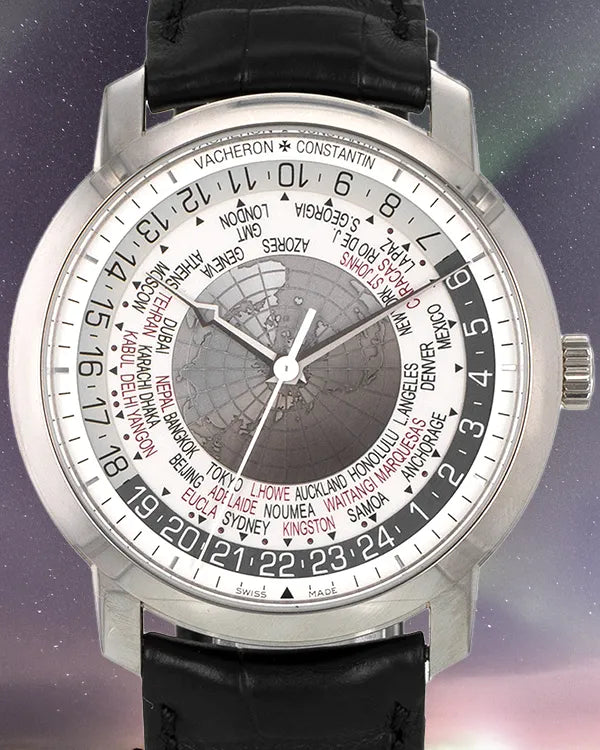 2016 Vacheron Constantin Patrimony Traditionnelle World Time 42MM Silver Dial Leather Strap (86060/000G-8982)