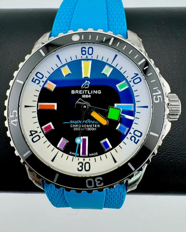 No Reserve - 2024 Breitling Superocean Rainbow 42MM Black Dial Rubber Strap (A17375)