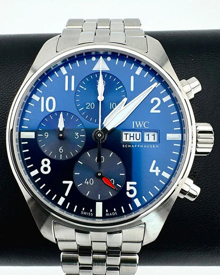 No Reserve - 2024 IWC Schaffhausen Pilot Chronograph 41MM Blue Dial Steel Bracelet (IW388102)