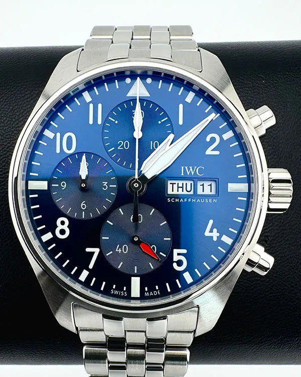 No Reserve- 2024 IWC Schaffhausen Pilot Chronograph 41MM Blue Dial Steel Bracelet (IW388102)