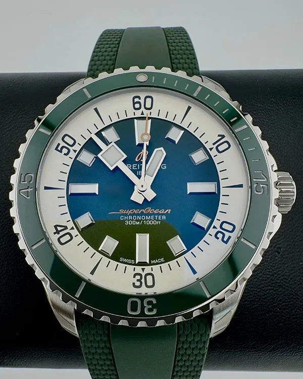 No Reserve - 2024 Breitling Superocean 44MM Green Dial Rubber Strap (A17376)