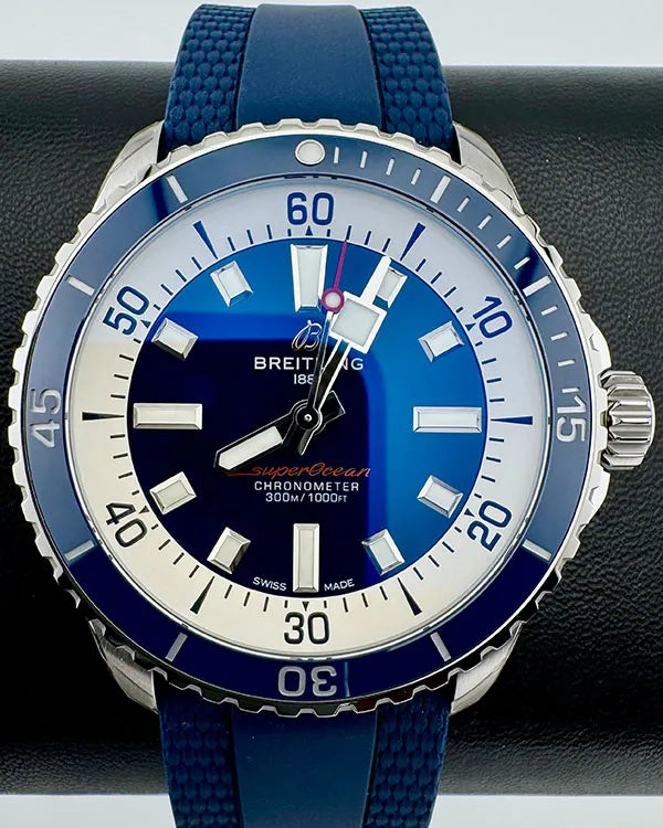 No Reserve - 2024 Breitling Superocean 42MM Blue Dial Rubber Strap (A17375E71C1S1)