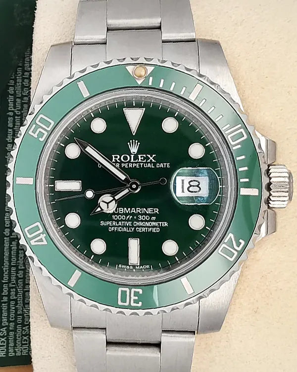 2013 Rolex Submariner Date “Hulk” 40MM Green Dial Oyster Bracelet (116610LV)