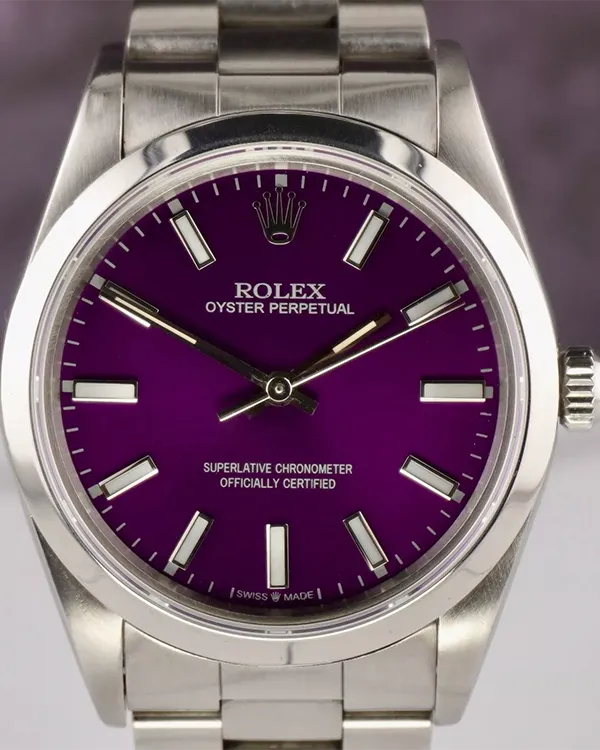 Rolex Oyster Perpetual 34MM Aftermarket Purple Dial Oyster Bracelet (14200)