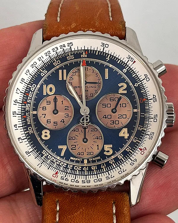 Breitling Navitimer Airborne 38MM Blue Dial Leather Strap (A33030)