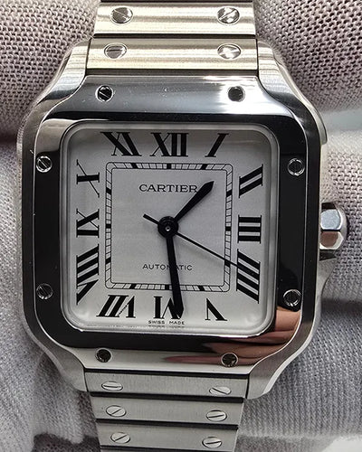 2025 Cartier Santos De Cartier 35.1MM White Dial Steel Bracelet (WSSA0029)