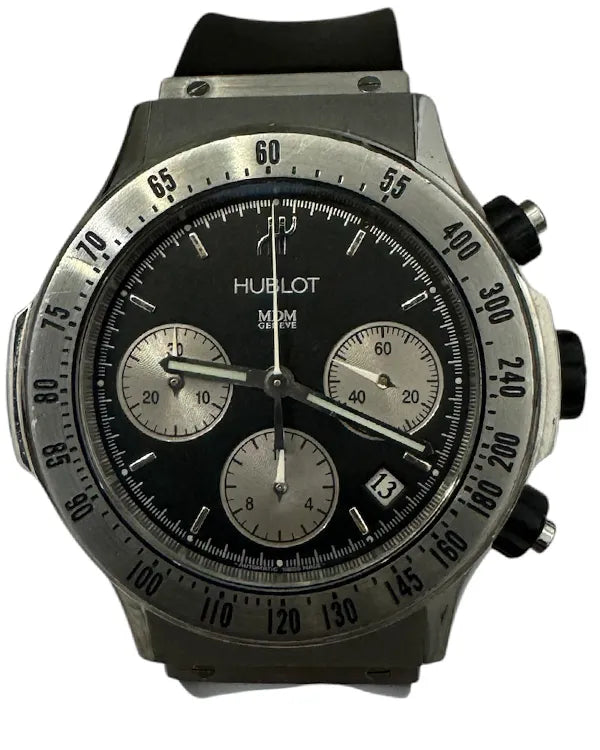 2008 Hublot Super B Chronograph 42MM Black Dial Rubber Strap (1921.1)