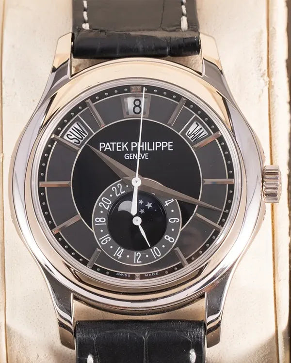 Patek Philippe Annual Calendar 40MM Black Dial Leather Strap (5205G-010)